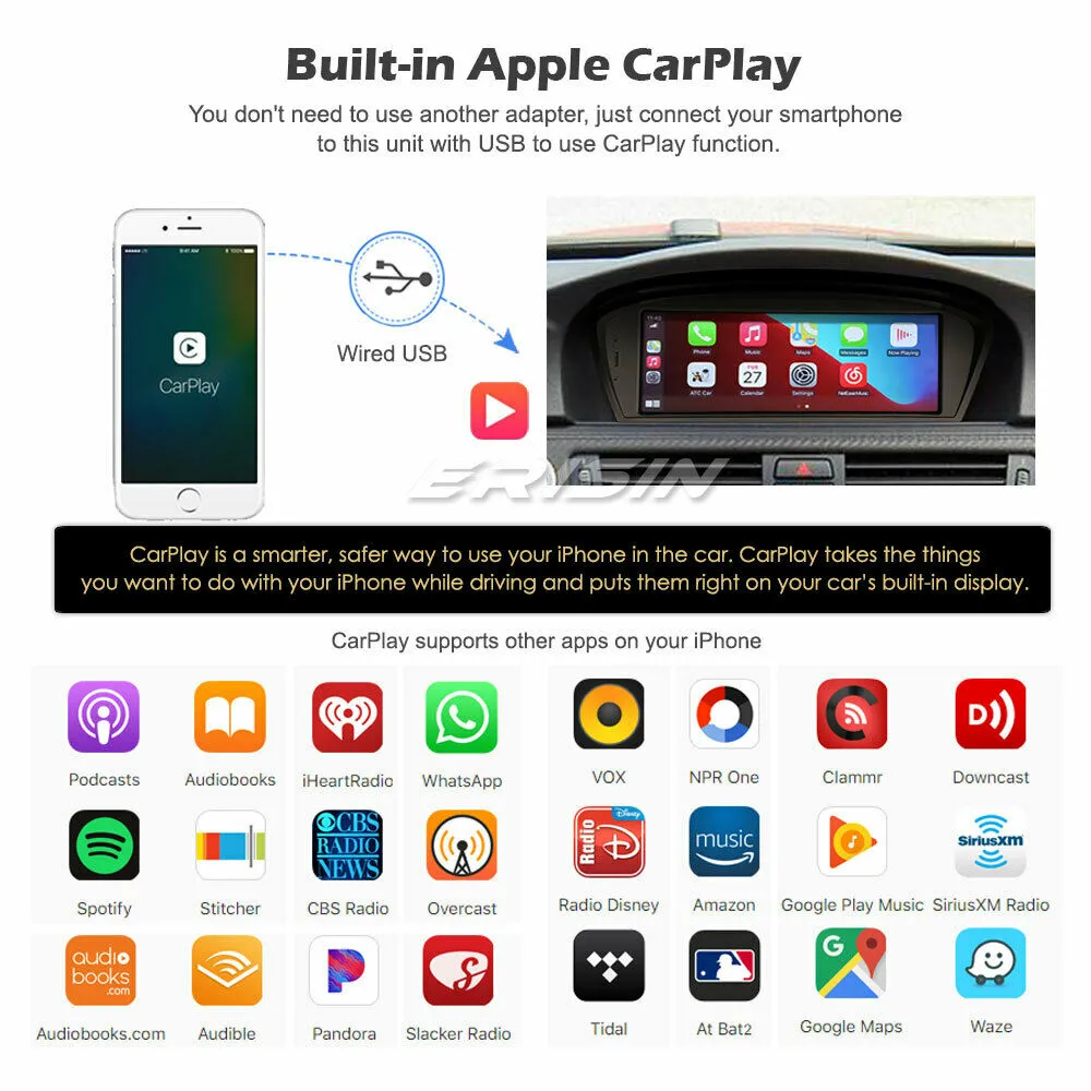 8.8"IPS Autoradio Android 10 GPS CarPlay BMW 3er E90 E91 E92 5er E60 E61 E63 E64