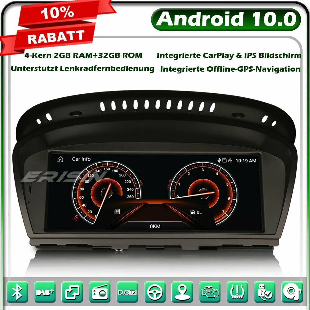8.8” Android 10 Autoradio DAB  Navi BMW 3er E90 E91 E92 E93 5er E60 E61 E63 CIC