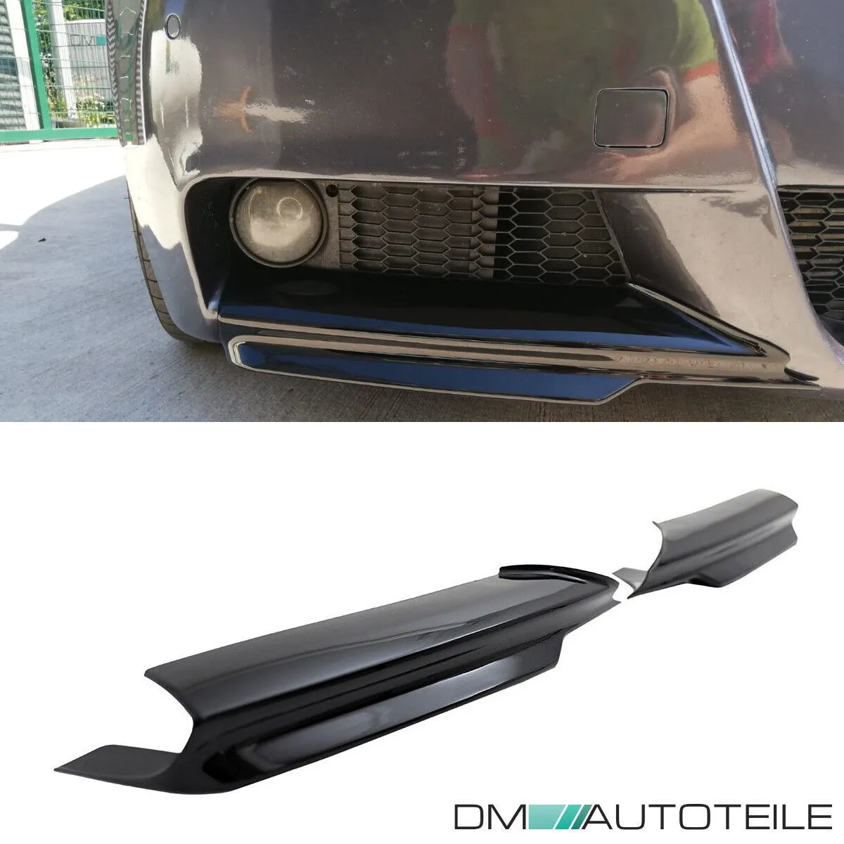 Set Flaps Splitter Spoiler Lippe Schwarz Glanz für BMW 3er E90 E91 M-Paket 05-08