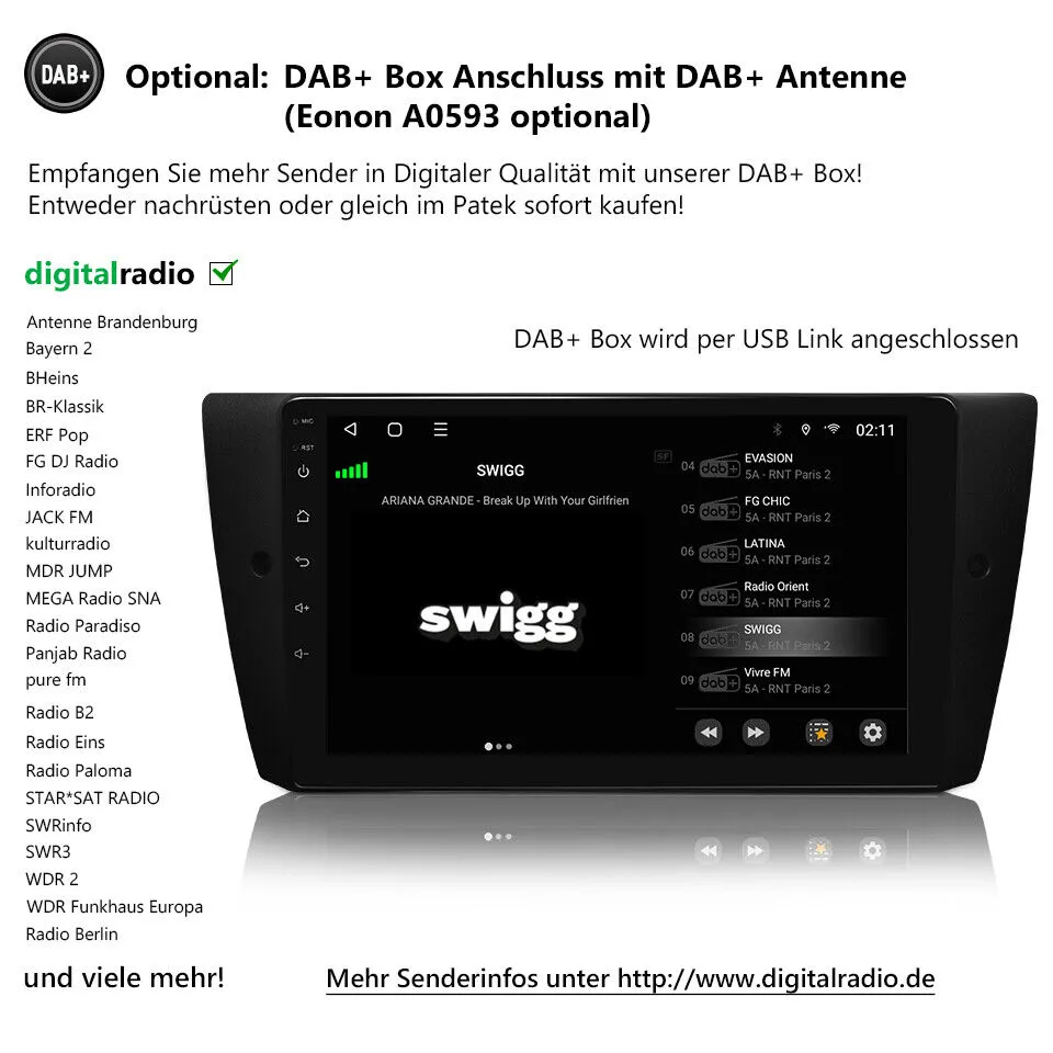 Für BMW E90-E93 9" 8-Kern Autoradio GPS Navi CarPlay Android Auto Bluetooth DAB 