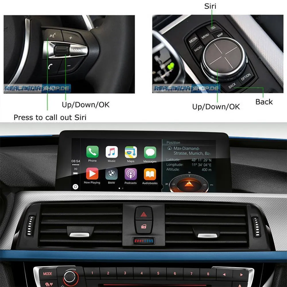 BMW CIC E81 E82 E87 E88 E90 E60 F10 E63 E84 F25 E70 E71 CarPlay AndroidAuto Einbau-Navigationsgerät