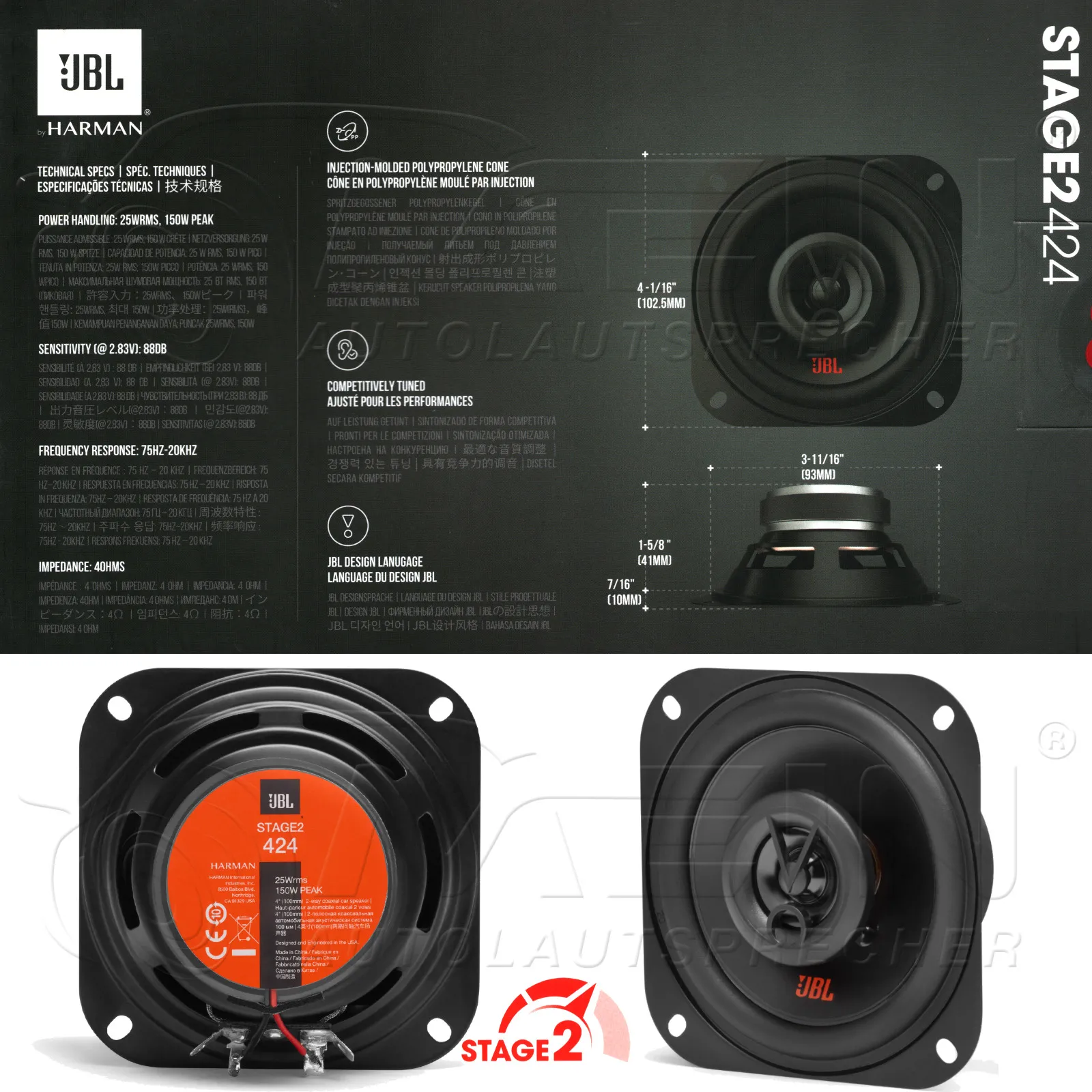 JBL LAUTSPRECHER für BMW 3ER Limo E90 2005-2013 Heck Hinten 2-Wege 150W #A8AM