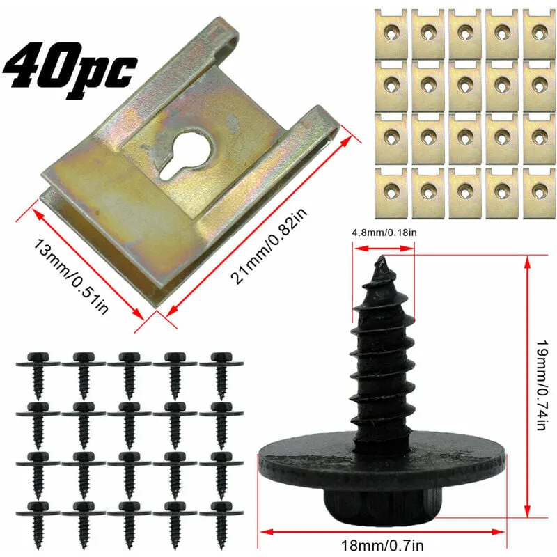 40 stücke u Mutter Hex Schraube Geschwindigkeit Verschluss Undertray Blatt Metall Clip Befestigung Für bmw 1er E81 E82 E87 E88 f20 3er E21 E30 E36
